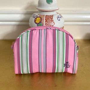Ralph Lauren striped cosmetic makeup travel case